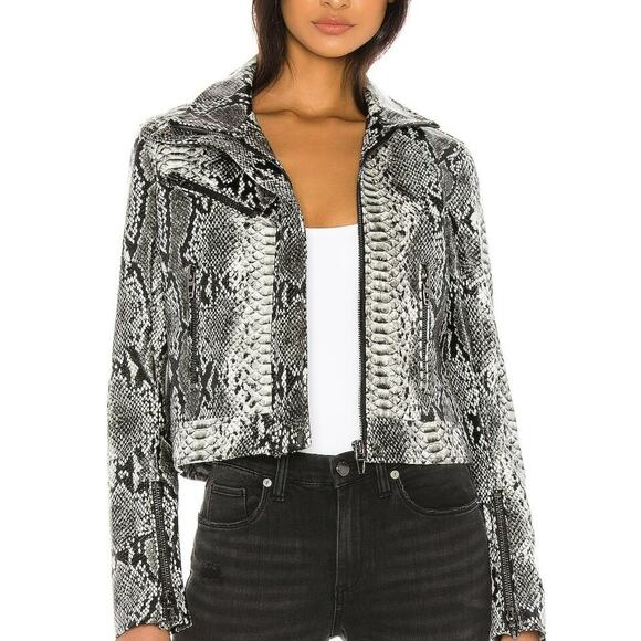 BlankNYC Faux Leather Snake Print Moto Jacket Gunmetal Hardware XS NWT - Picture 1 of 8
